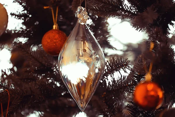 Bola Natal Fundo Ano Novo Decorações Natal Cartão Felicitações Bela — Fotografia de Stock