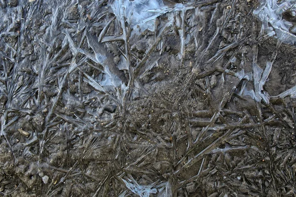 Popraskané Ledové Textury Abstraktní Sezónní Zimní Chladné Pozadí Přírodní Led — Stock fotografie