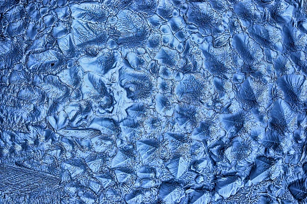 Niebieskie Tło Szkła Lodowego Abstrakcyjna Faktura Powierzchni Lodu Szkle Zamarznięta — Zdjęcie stockowe