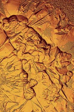 Altın buz arkaplanı, soyut sarı arkaplan, soğuk mevsimlik alışılmadık buz, tatil dokusu