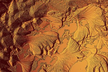 Altın buz arkaplanı, soyut sarı arkaplan, soğuk mevsimlik alışılmadık buz, tatil dokusu