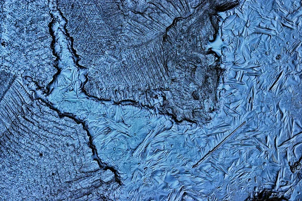 Blauer Eisglashintergrund Abstrakte Textur Der Eisoberfläche Auf Dem Glas Gefrorenes — Stockfoto