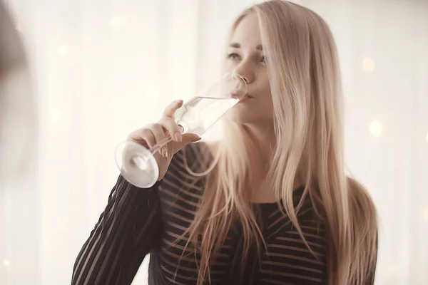 Sexy Tschechische Blonde Mädchen Home Interior Schöne Erwachsene Modell — Stockfoto