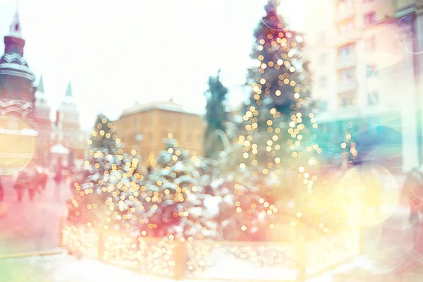 Blurred Background Xmas Tree Decorated Snow Background New Year — Stock Photo, Image