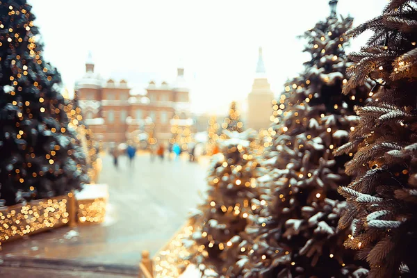 모스크바 크리스마스 거리의 크리스마스 눈내리는 — 스톡 사진