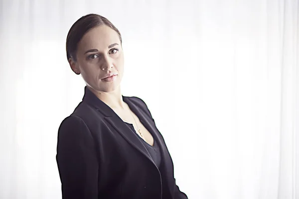 Business Lady Bakgrund Studio Anställa Professionell Porträttkvinna Formell Kostym — Stockfoto