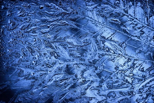 Fond Verre Glacé Bleu Texture Abstraite Surface Glace Sur Verre — Photo