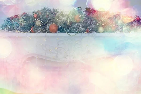 Díszített Karácsonyfa Gyönyörű Háttér Ajándékok Labdák Nyaralás — Stock Fotó