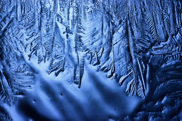 Modrý Led Sklo Pozadí Abstraktní Textura Povrchu Ledu Skle Mražené — Stock fotografie