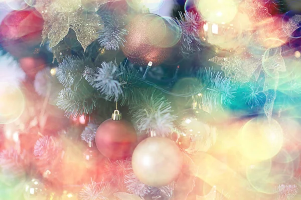 Decorated Christmas Tree Beautiful Background Gifts Balls Holiday — Stockfoto