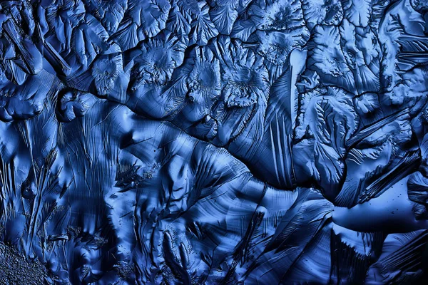 Blauw Ijsglas Achtergrond Abstracte Textuur Van Het Oppervlak Van Het — Stockfoto