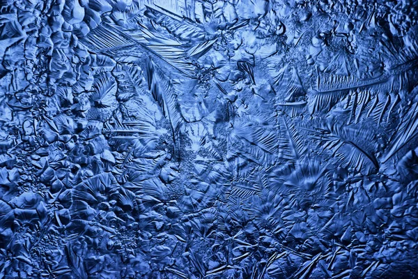 Blauer Eisglashintergrund Abstrakte Textur Der Eisoberfläche Auf Dem Glas Gefrorenes — Stockfoto