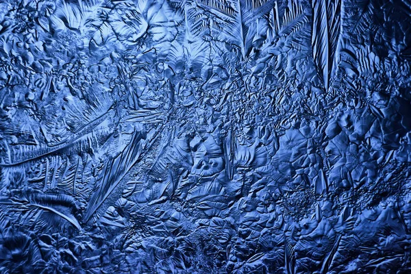 Blauer Eisglashintergrund Abstrakte Textur Der Eisoberfläche Auf Dem Glas Gefrorenes — Stockfoto