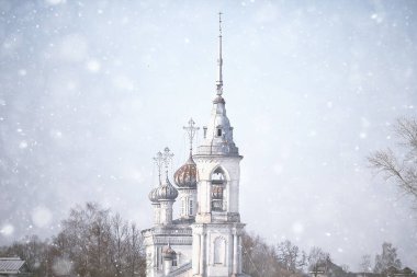 manzara ortodoks kilisesi Vologda, Rusya 'nın tarihi turizm merkezi, Hıristiyan kilisesi manzarası