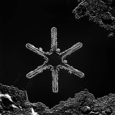 makro kristal kar tanesi, izole edilmiş fotoğraf şeffaf kristal su