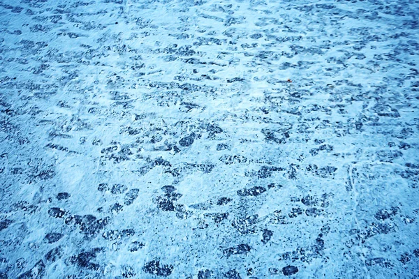 Stopy Asfaltový Sníh Led Lidské Stopy Bot Sněhové Počasí — Stock fotografie