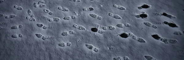 Tracks Asphalt Snow Ice Human Tracks Shoes Snow Weather — Stock Photo, Image