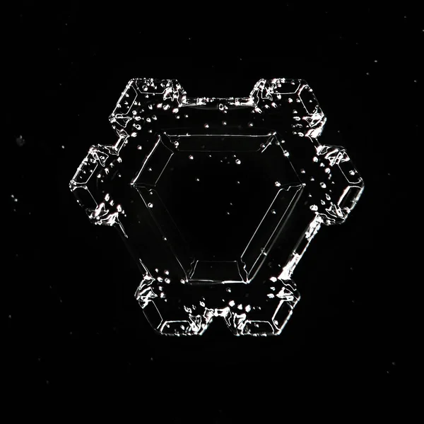 Macro Crystal Snowflake Isolated Photo Beautiful Transparent Crystal Water — Stock Photo, Image