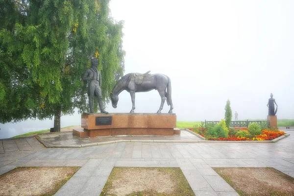 Monumento Cavallo Vologda Paesaggio Nel Centro Storico Della Città Russa — Foto Stock