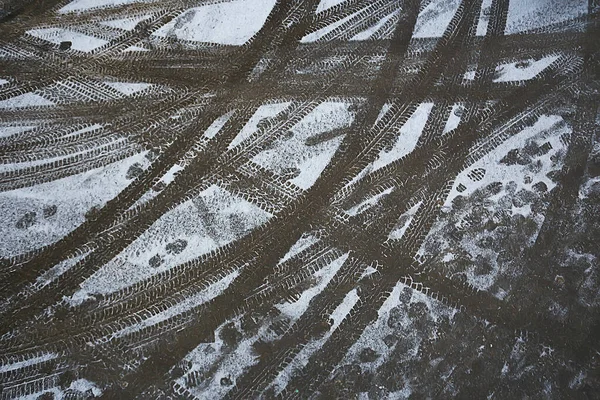 Следы Шин Снежной Дороге Текстура Зимней Дороги Лед Автотранспорт — стоковое фото
