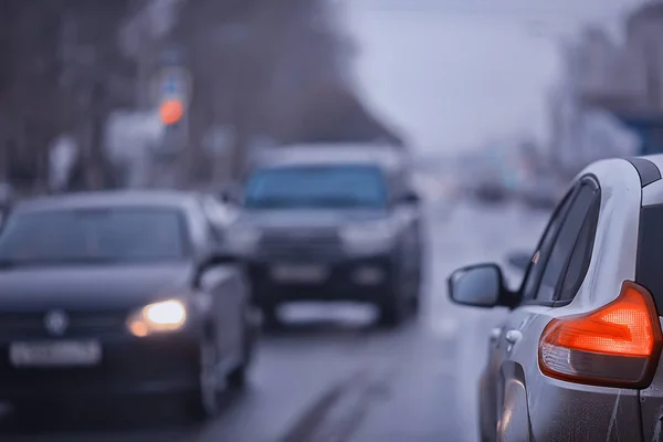 Traffico Autunnale Città Auto Vista Dalla Cabina Alla Pista Cupa — Foto Stock