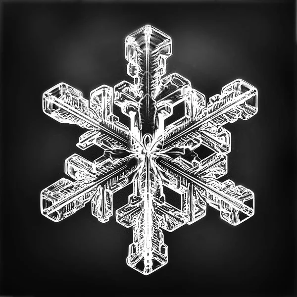 Μακροκρυσταλλική Νιφάδα Χιονιού Απομονωμένη Φωτογραφία Όμορφο Διάφανο Κρυστάλλινο Νερό — Φωτογραφία Αρχείου