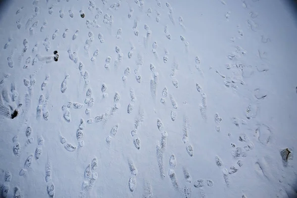 Asfalt Kar Buz Ayakkabı Izleri Kar Havası — Stok fotoğraf