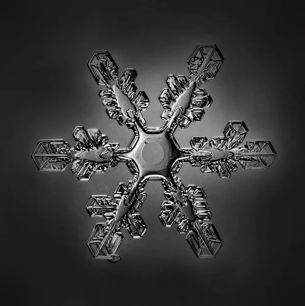 Μακροκρυσταλλική Νιφάδα Χιονιού Απομονωμένη Φωτογραφία Όμορφο Διάφανο Κρυστάλλινο Νερό — Φωτογραφία Αρχείου