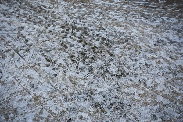 Tracks Asphalt Snow Ice Human Tracks Shoes Snow Weather — Stock Photo, Image