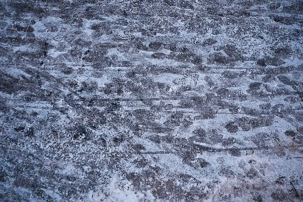 Pistas Asfalto Nieve Hielo Huellas Humanas Zapatos Tiempo Nieve — Foto de Stock