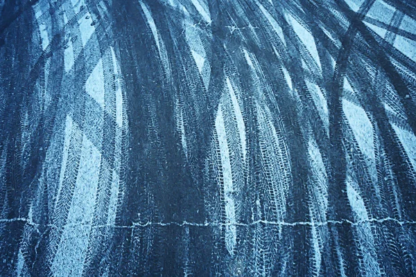 Bandensporen Sneeuwweg Textuur Winterweg Ijs Gevaar Voor Het Motorvervoer Achtergrond — Stockfoto