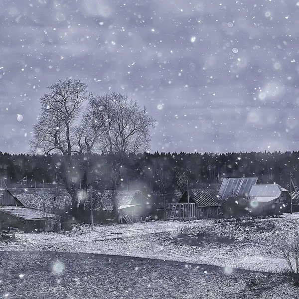 Зимний Сельский Пейзаж Панорамный Вид — стоковое фото