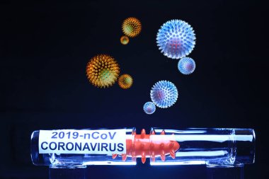 konsept test koronavirüs covid-19, biyolojik tehlike, kimyasal tehlike, laboratuvar taklidi