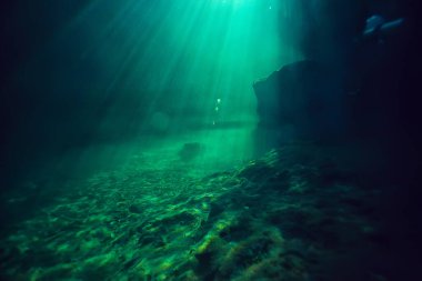 Cenote 'de peyzaj dalışı, sualtı sisi hidrojen sülfit, Meksika' da aşırı macera.