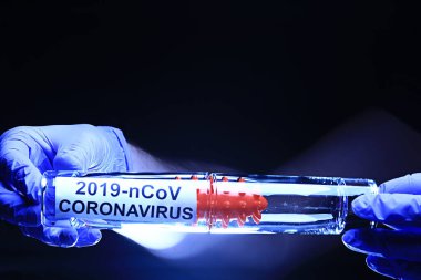 Kavram Coronavirus 2019-ncov, tüp bebek biyolojik tehlike testi virüsü.
