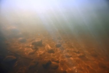 Işık ışınları su altında tatlı göl, soyut arkaplan doğa manzara güneş suyu