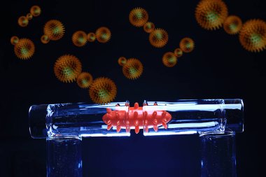 konsept test koronavirüs covid-19, biyolojik tehlike, kimyasal tehlike, laboratuvar taklidi