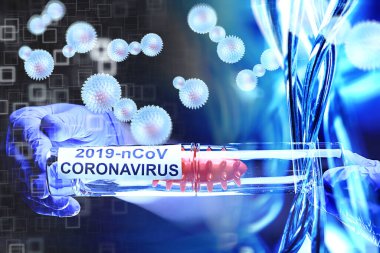 konsept test koronavirüs covid-19, biyolojik tehlike, kimyasal tehlike, laboratuvar taklidi