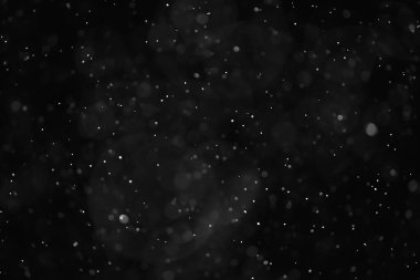 Kar siyah arkaplan soyut dokusu, gökyüzüne düşen kar taneleri
