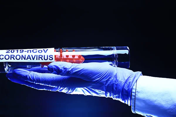 Kavram Coronavirus 2019 Ncov Tüp Bebek Biyolojik Tehlike Testi Virüsü — Stok fotoğraf