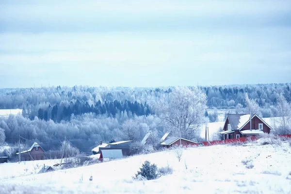 Russisches Dorf Winter Landschaft Januar Schneefall Dorfhäuser — Stockfoto