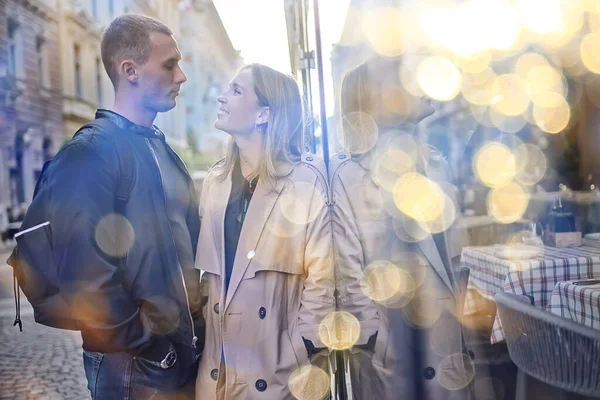 Par Kärlek Vår Stad Gata Promenad Staden Vår Kärlek Familj — Stockfoto