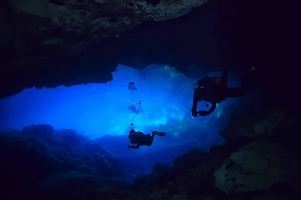 Buceo Técnico Cuevas Deporte Alto Riesgo Accidentes Miedo Las Cuevas —  Fotos de Stock