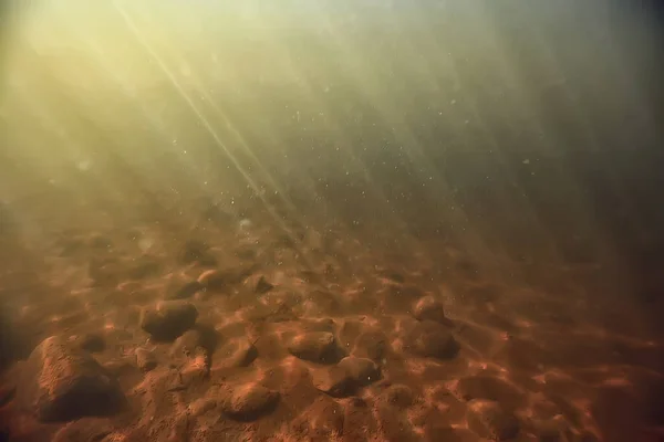 Promienie Światła Podwodne Świeże Jezioro Abstrakcyjne Tło Natura Krajobraz Słońce — Zdjęcie stockowe