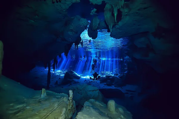 Plongée Technique Dans Les Grottes Sport Risque Élevé Accidents Peur — Photo