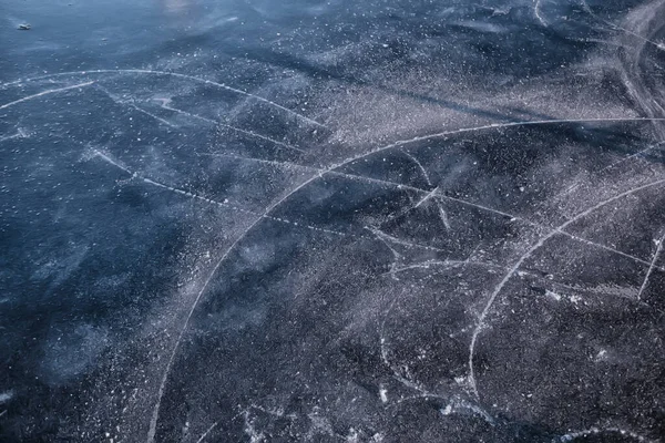 Ice Traces Skates Texture Abstract Background Top View Aerial Photography — Stock Photo, Image