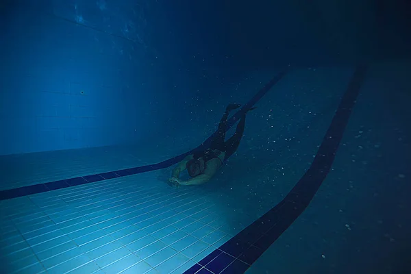 Freediving Training Pool Fins Underwater View — Stock Photo, Image