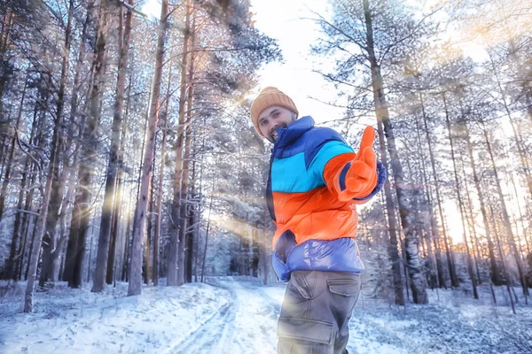Turist Kış Manzarası Kar Adam Kış Manzarası Seyahat Macera Özgürlüğü — Stok fotoğraf