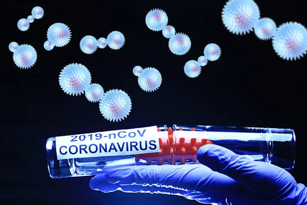 concept test coronavirus covid-19, biohazard, chemical hazard, laboratory imitation