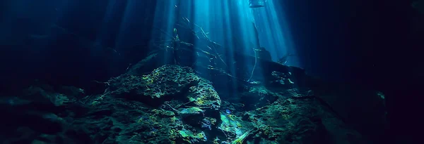 Underwater Cave Stalactites Landscape Cave Diving Yucatan Mexico View Cenote — Stock Photo, Image